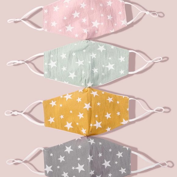 Face Masks Accessories - Face Masks Star Print Face Masks Set of 4 - New